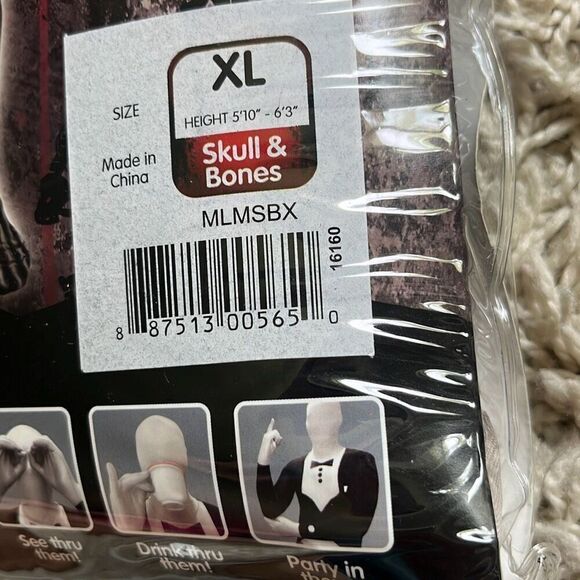 NEW ADULT MORPH SKULL BONES HALLOWEEN COSTUME SIZE XL XLARGE Full Body - Picture 3 of 9